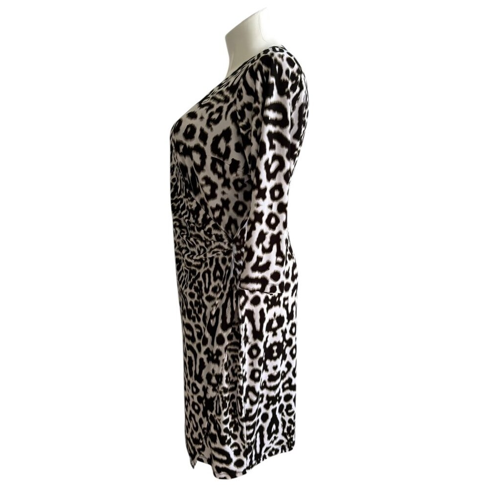 Calvin Klein Women's Snow Leopard Keyhole Ruched Faux-Wrap Dress Size 18W - Picture 8 of 12